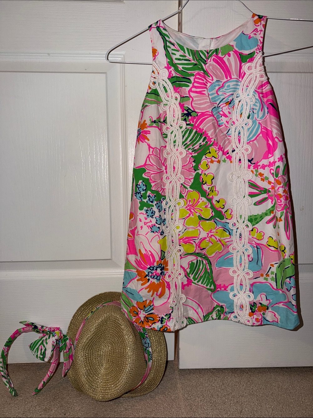 Lilly for Target Nosey Posey Girls  Sz 6 Shift dress, headband, & hat